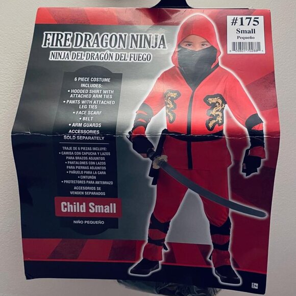 Fire Dragon Ninja Child's Medium (8-10) Halloween Costume SP - Picture 1 of 2
